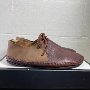 Tread Light Leather Moccasin Shoes Brown Stitched Lace Up Casual Men's Size 11